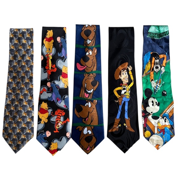 Other - EUC Lot of 5 Character Ties Pooh Mickey Scooby Woody Tigger